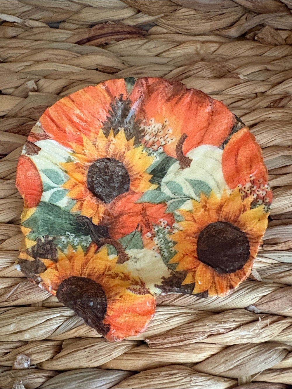 Sunflower Harvest Decorative Shell dish handmade by me